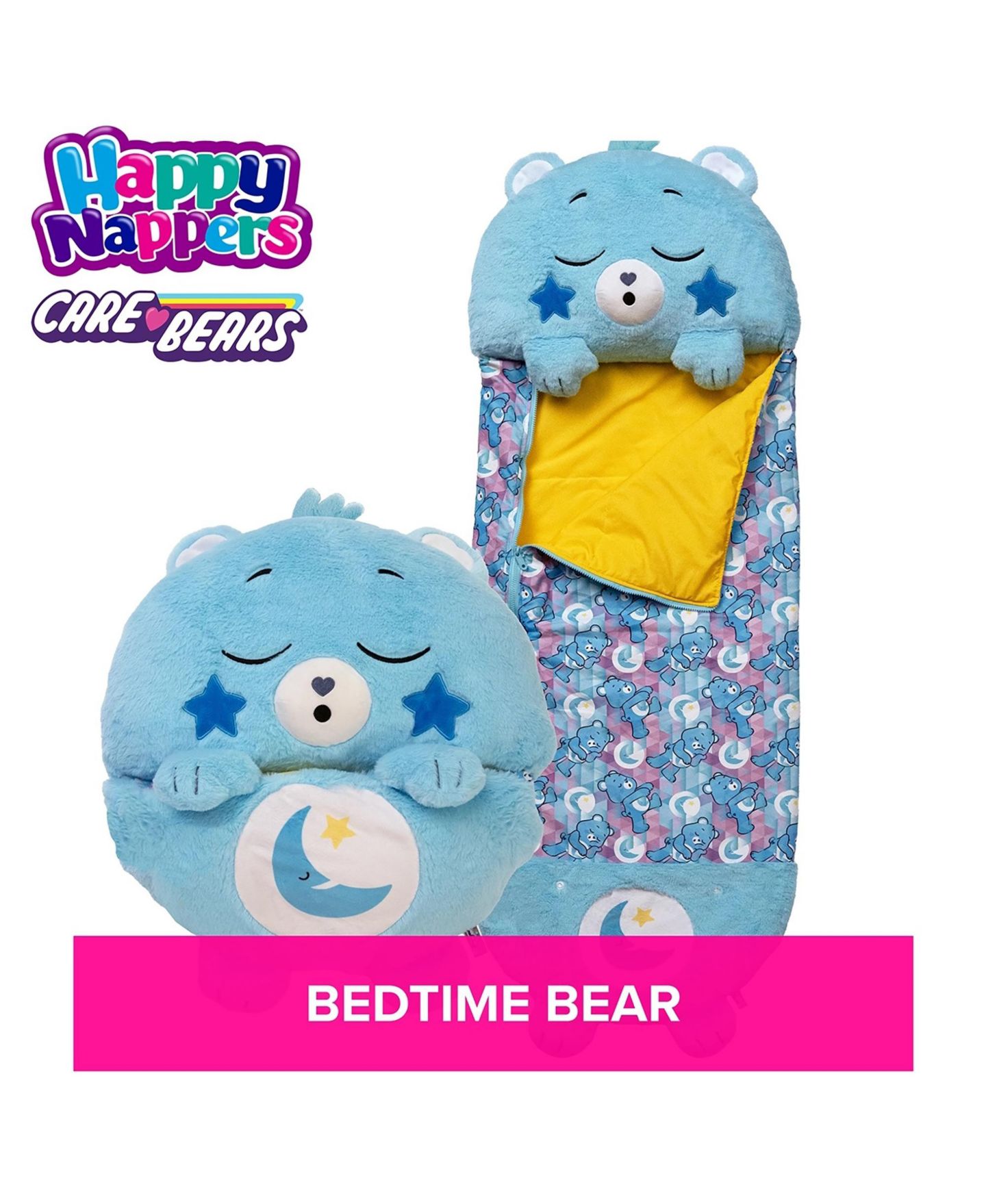 Детская мягкая игрушка Happy Nappers Care Bears Bedtime Bear Medium Weighted-Arms Pillow and Sleep Sack Plush — фото 2