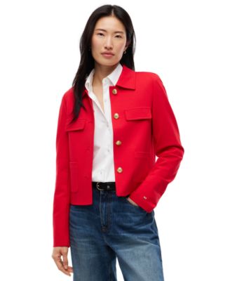 Women's Ponte Knit Band Collar Jacket