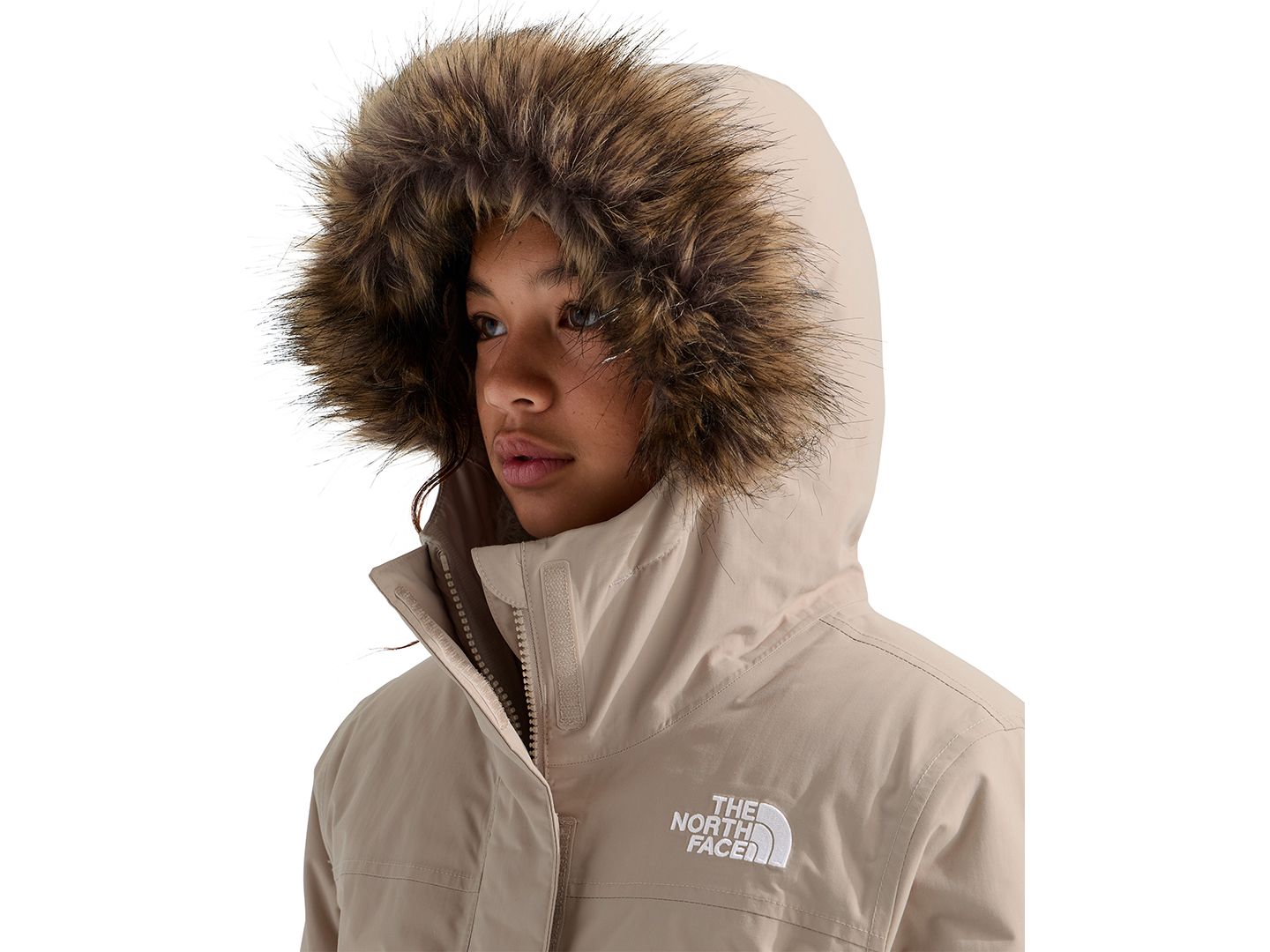 Куртка The North Face Hooded Parka Jacket для девочек, цвет: Серо-коричневый — фото 7
