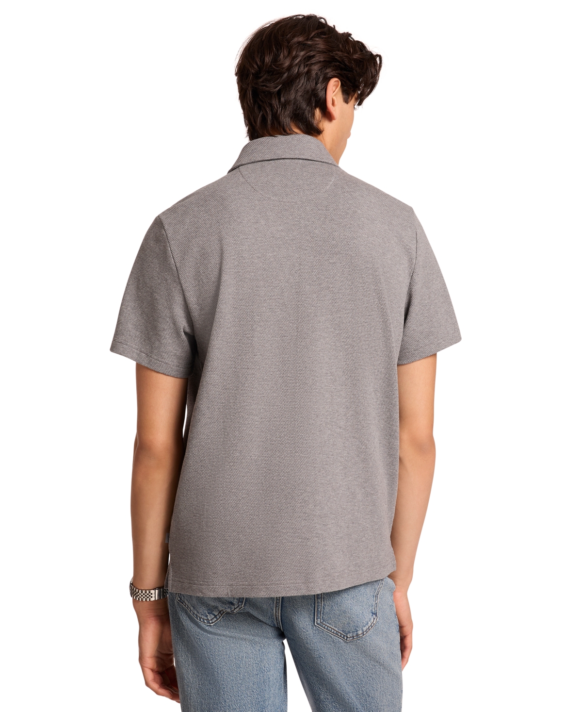 Michael Kors Men's Short Sleeve Bubble Knit Polo Shirt