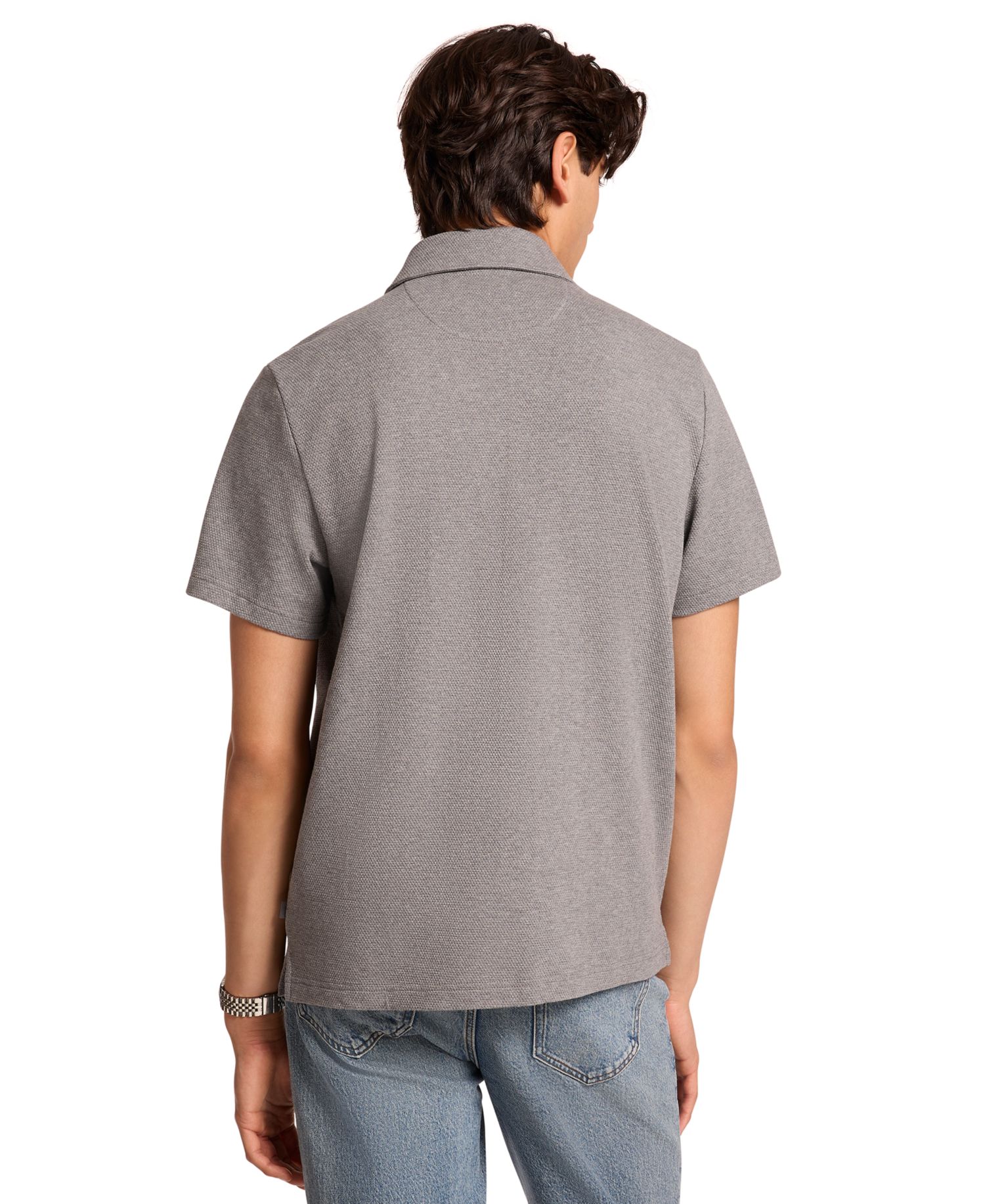 Men's Short-Sleeve Bubble Knit Polo Shirt