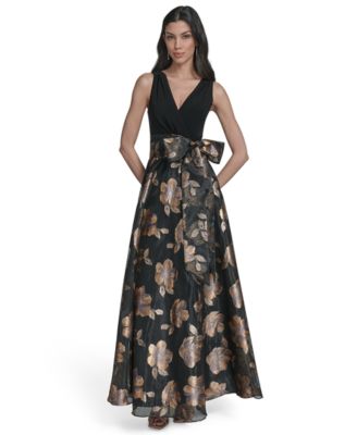 Women's Sleeveless Surplice Ballgown Dress