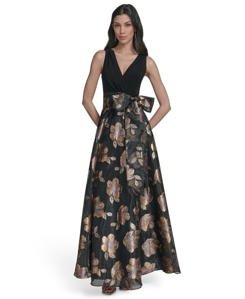 Женское платье Eliza J Sleeveless Surplice Ballgown, цвет: Серый