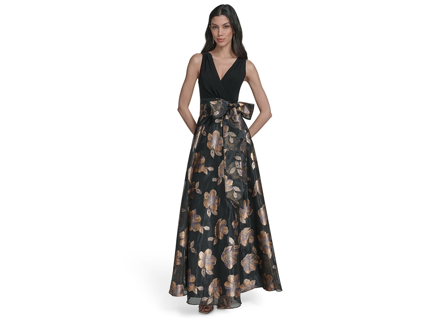 Women's Sleeveless Surplice Ballgown Dress
