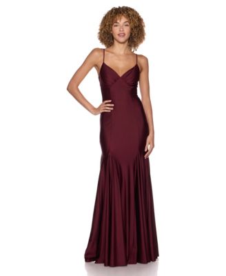 Juniors' V-Neck Shiny Knit Gown