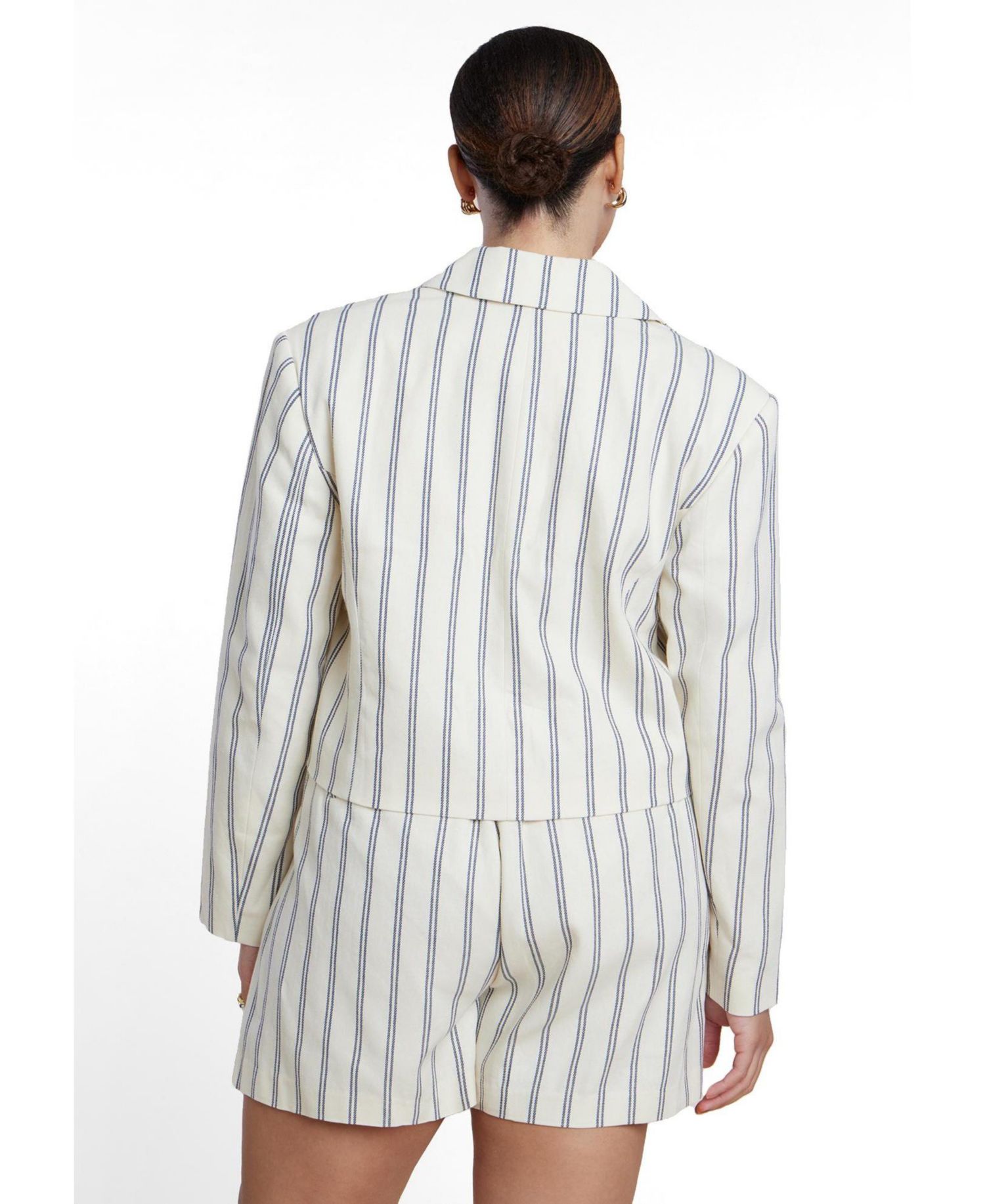 Plus Size Cropped Boxy Stripe Blazer