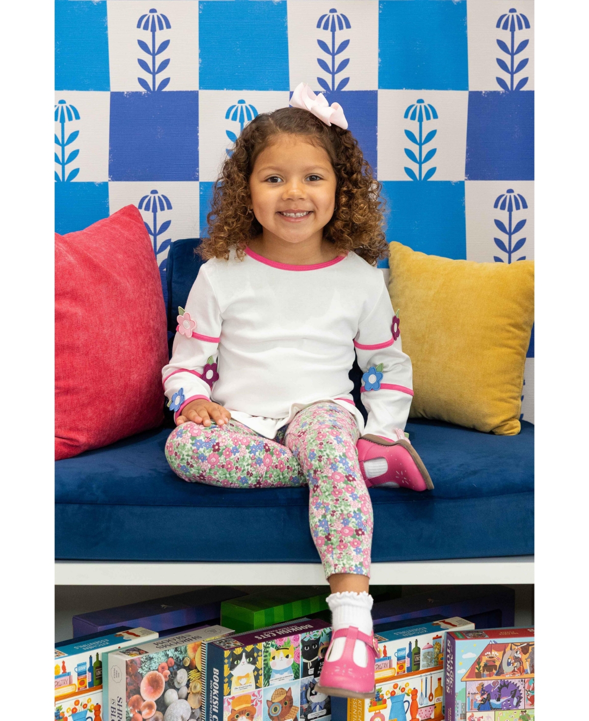 Florence Eiseman Toddler Girls (2T-4T) Knit Tunic Set with Flowers.