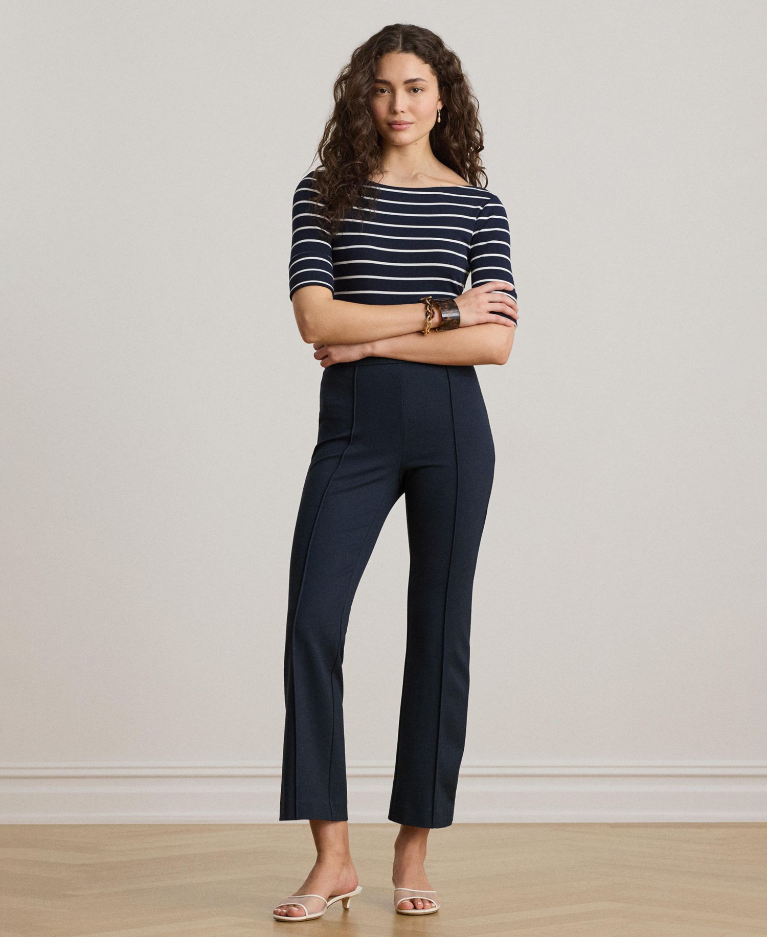 Women's Striped Boat Neck Top
