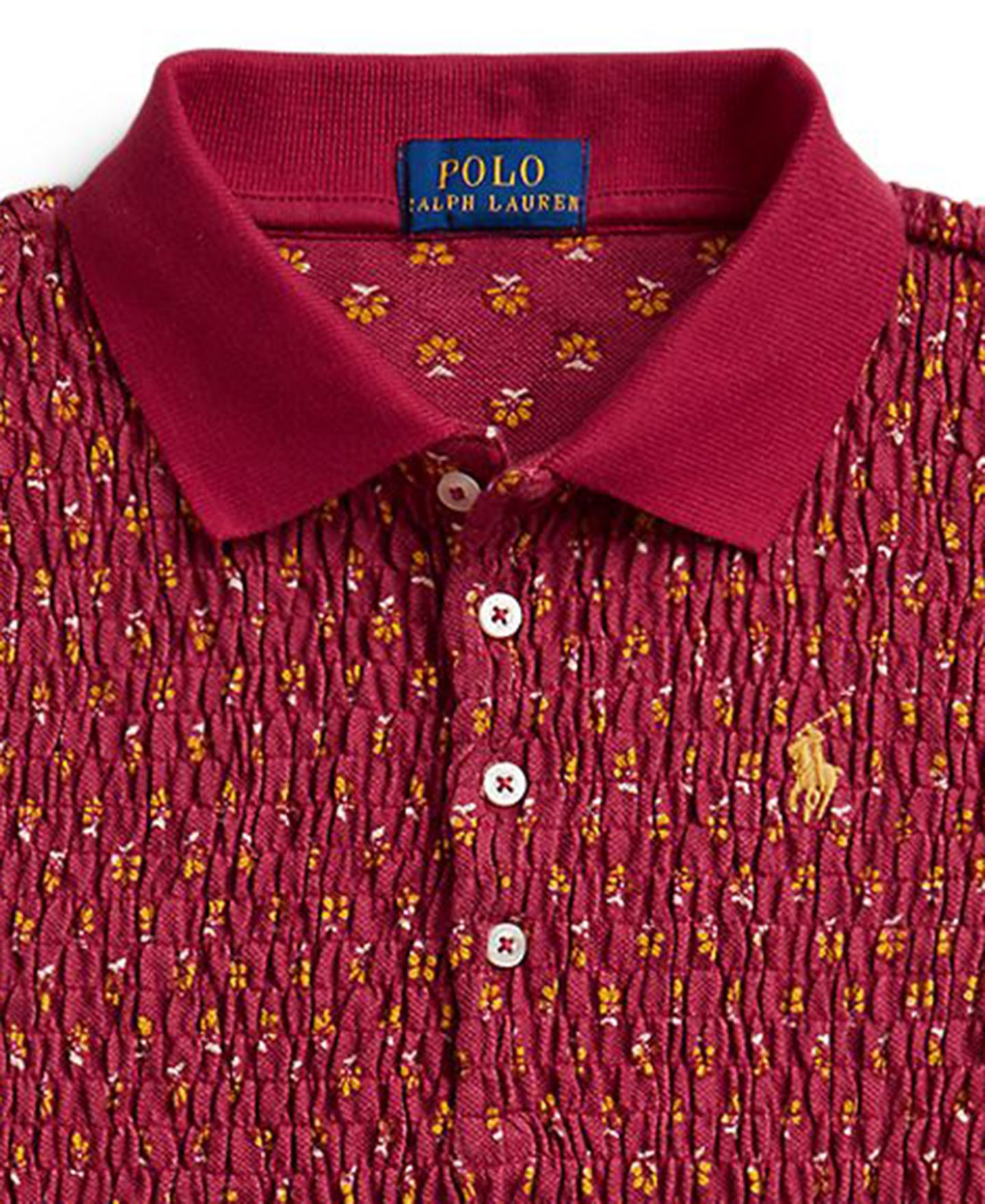 Платье Polo Ralph Lauren Floral Smocked Stretch Mesh Polo Dress для девочек, цвет: Bayberry Woodblock — фото 3