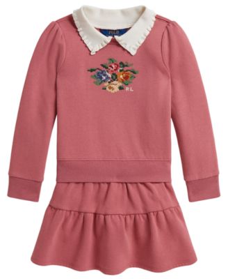 Girls' 2T-6X Collared Fleece Sweatshirt and Skort, 2-Piece Set