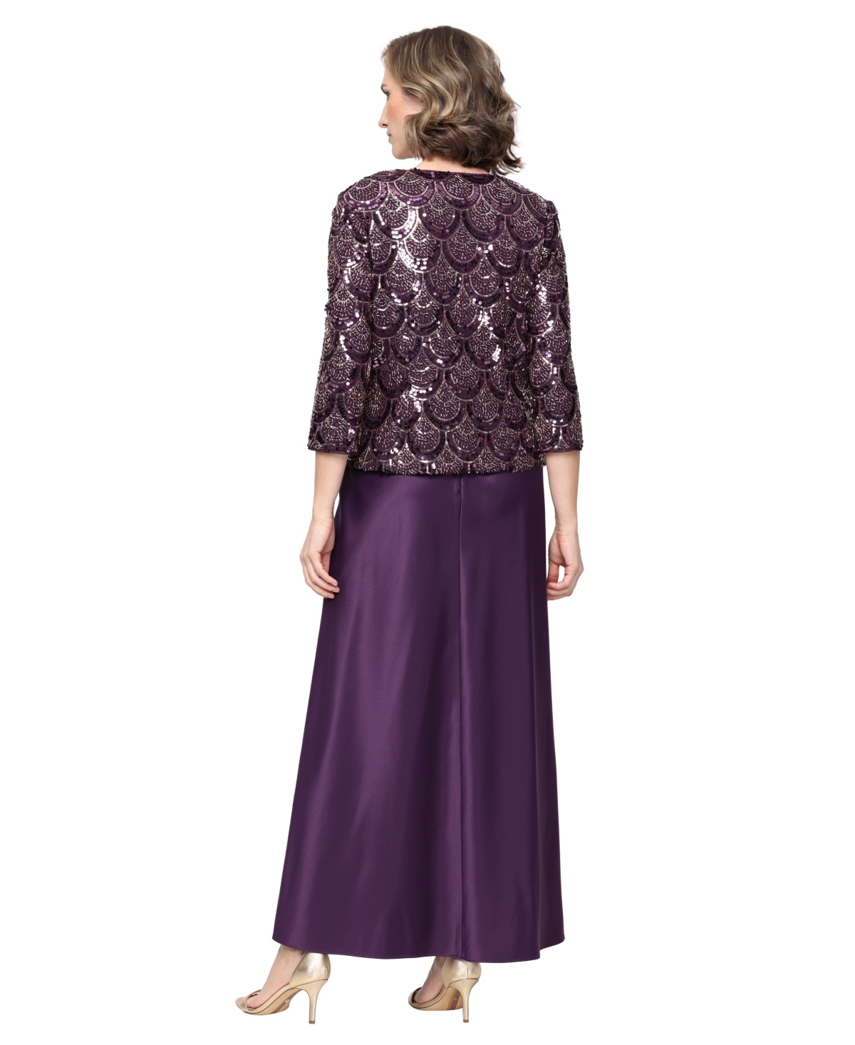 Alex Evenings Women's Long Sequin Jacket Dress