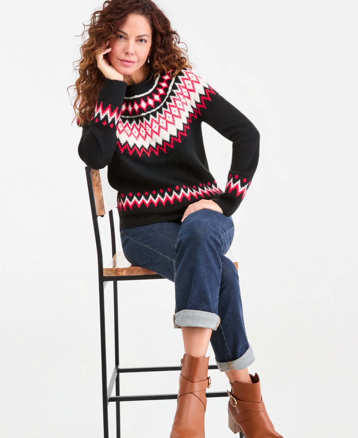 Style & Co Women's Fair Isle Crewneck Sweater, Macy's Exclusive
