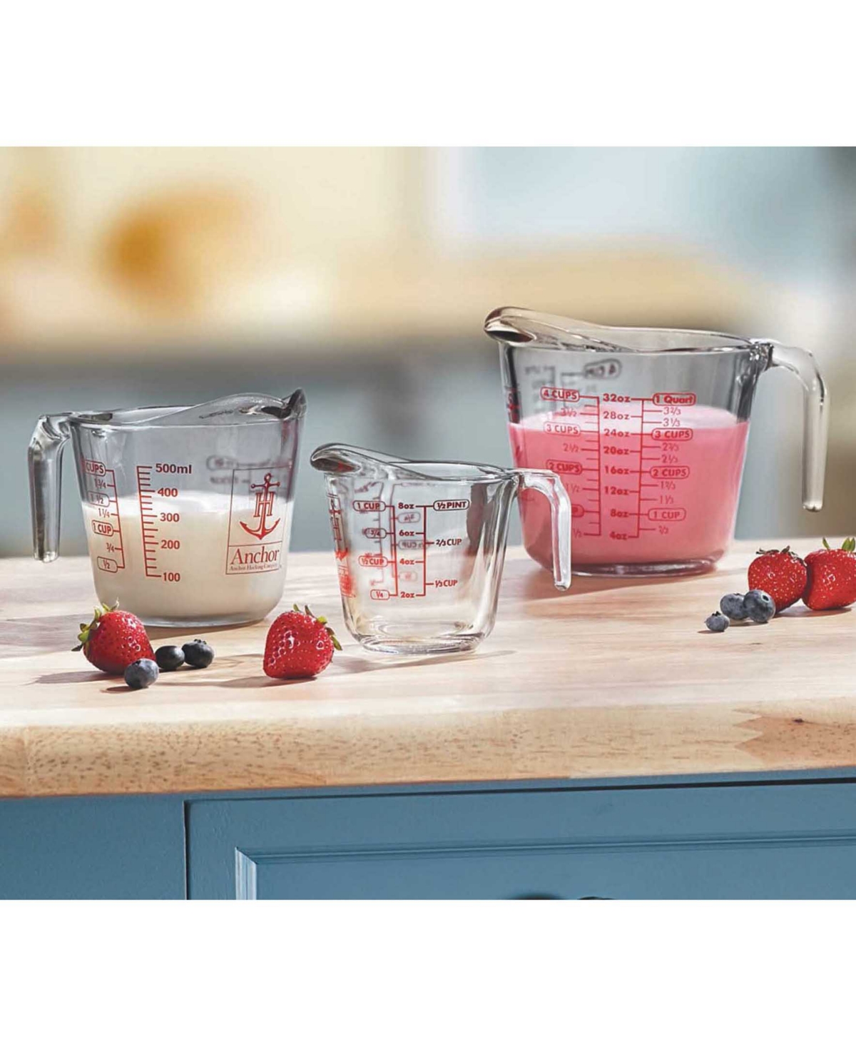 Anchor Hocking Glass 3-Piece Measuring Cup Set