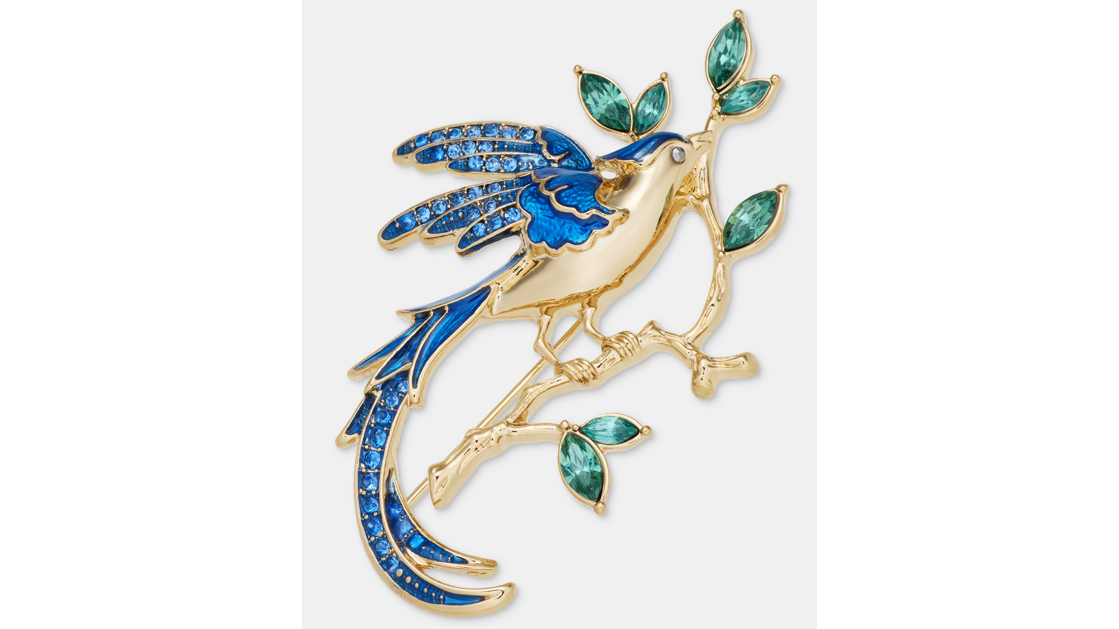 Anne Klein Crystal Gold-Tone Bird On Branch Brooch
