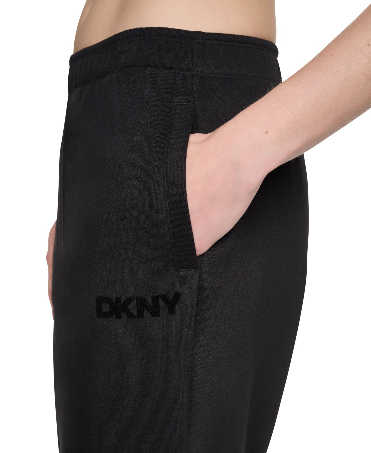 Женские брюки DKNY Sport High-Rise Wide-Leg Relaxed-Fit Sweatpant, цвет: Чёрный — фото 5