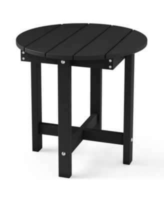 18 in Adirondack Round Side Table with Wood Grain Slats, Holds 66 lbs