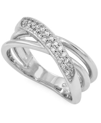 Cubic Zirconia Criss Cross Ring
