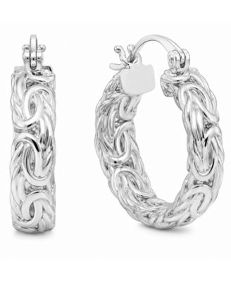 Byzantine Texture Small Hoop Earrings, 0.98"
