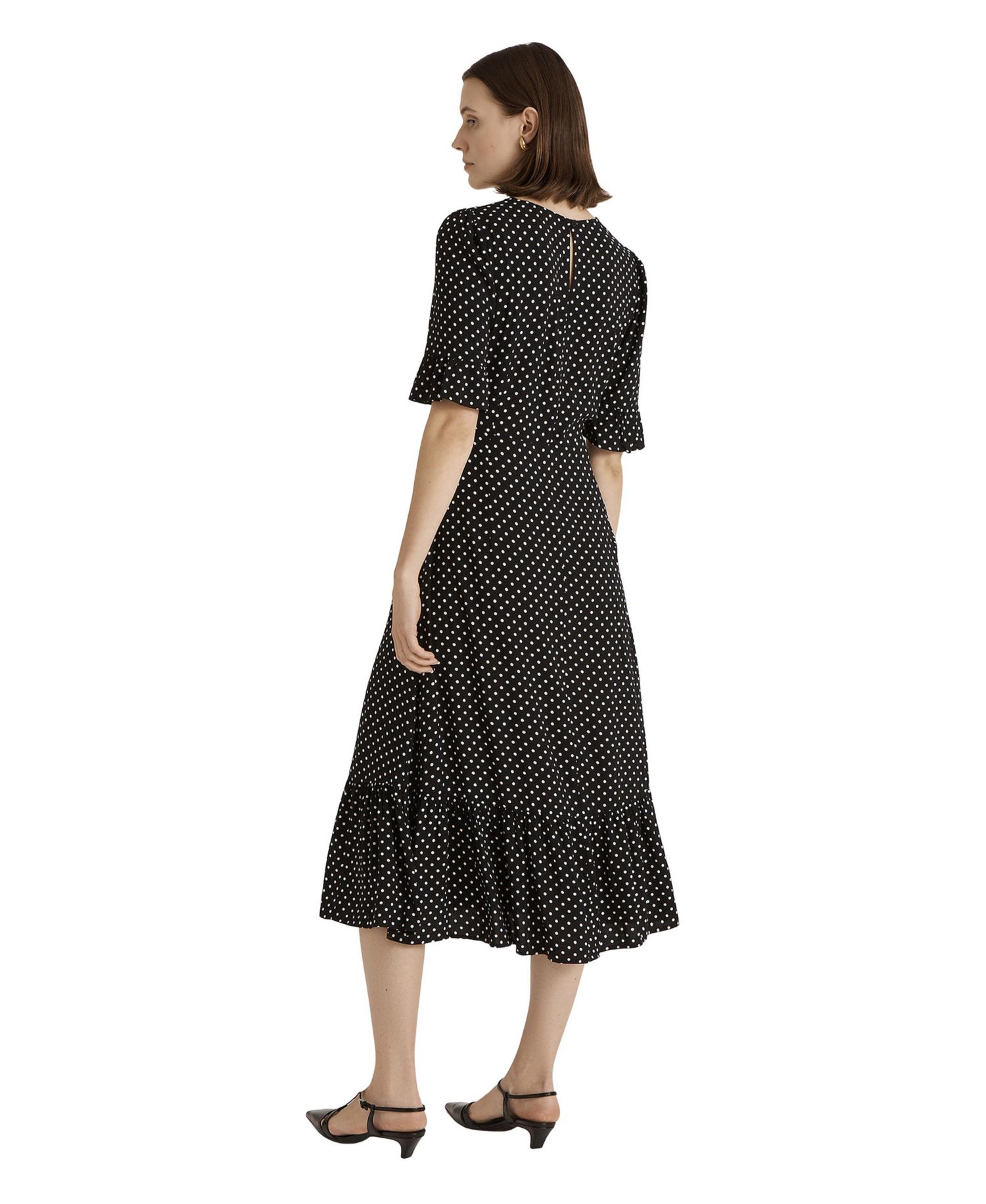 Women's Sylvie Polka-Dot Short-Sleeve Midi Dress