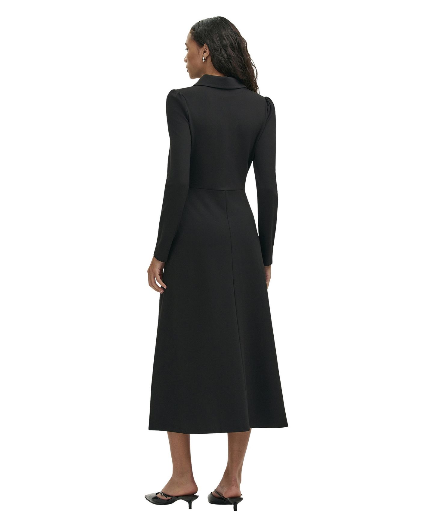 Женское платье Finery London Elvira Collared Long-Sleeve Ponte Midi, цвет: Чёрный — фото 3