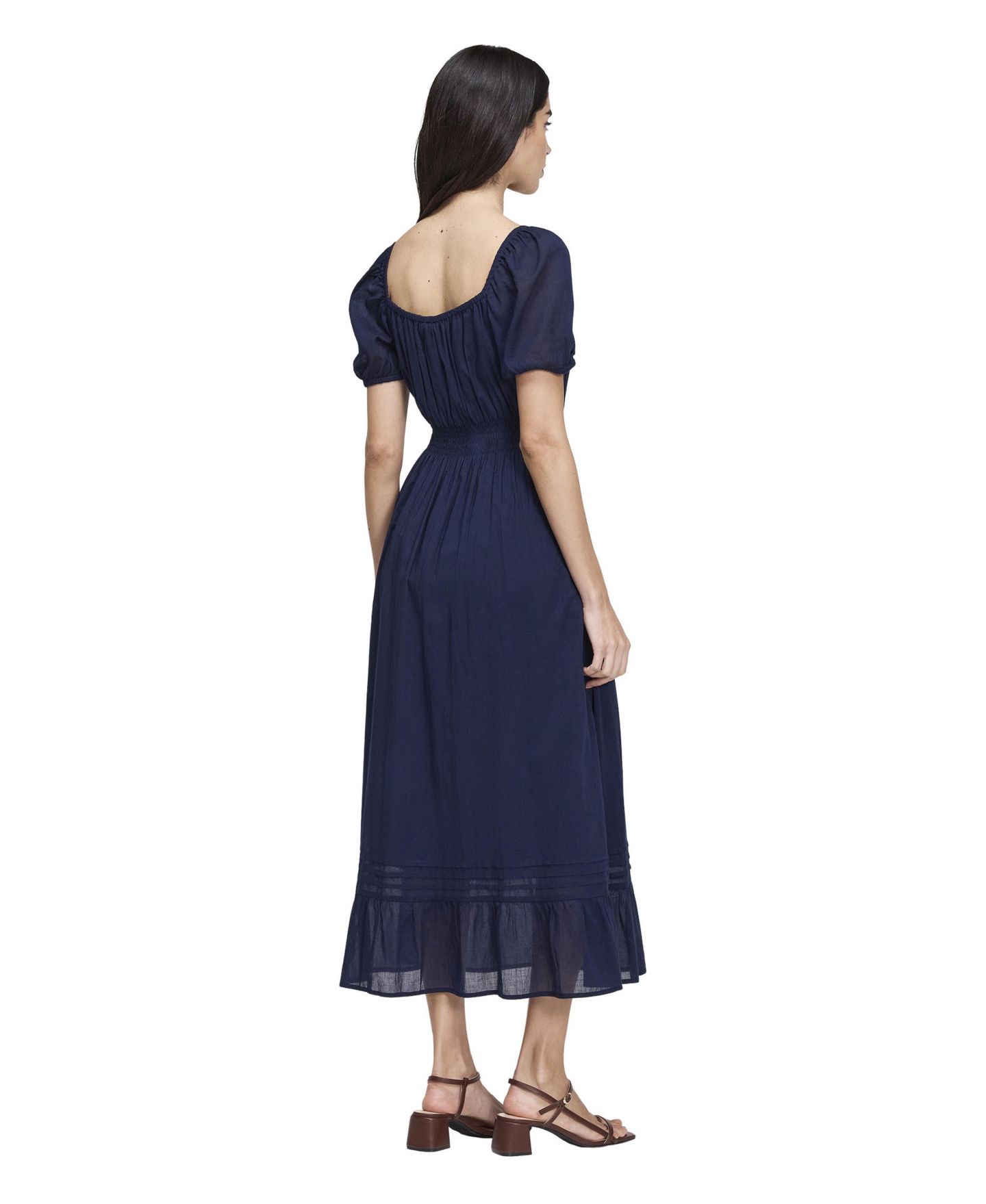 Женское платье Finery London Mandy Square-Neck Short-Sleeve Shirred-Waist Midi, цвет: Тёмно-синий — фото 3