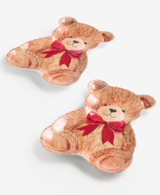 Melamine Teddy Bear Tray, Set of 2