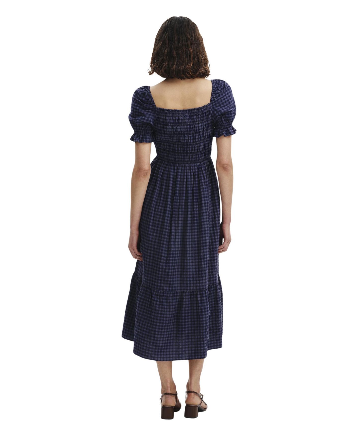 Женское платье Finery London Dawn Plaid Square Neck Midi with Pockets, цвет: Тёмно-синий — фото 3
