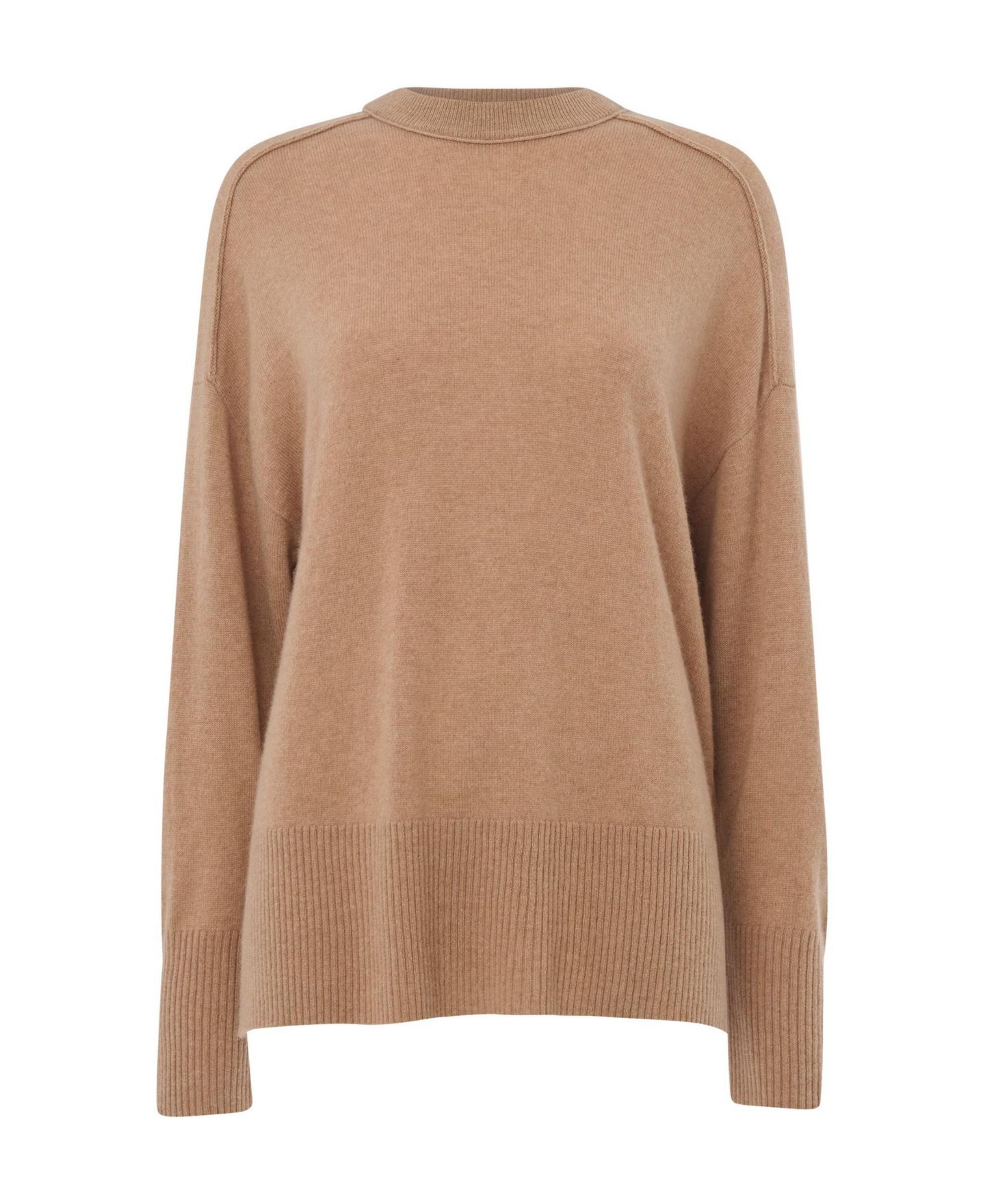 Женский свитер Whistles Cashmere Seam Detail Crewneck, цвет: Верблюжий — фото 4
