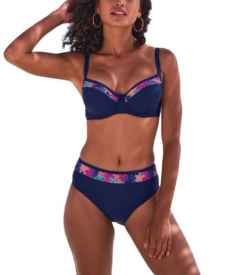 Contrast Print Underwire Bikini Top and High Waisted Bottom Collection