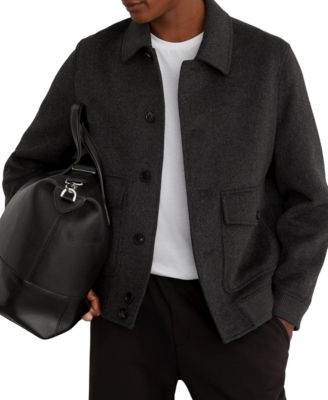 Men's Deluca Wool-Blend Flap-Pocket Bomber Jacket