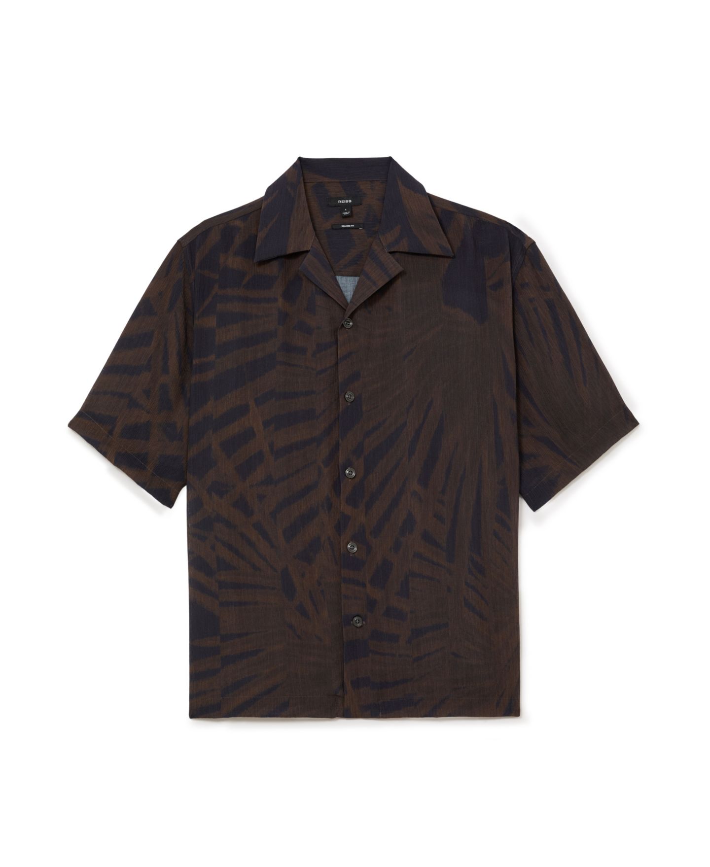 Мужская рубашка REISS Shindora Plissé Printed Cuban-Collar — фото 4