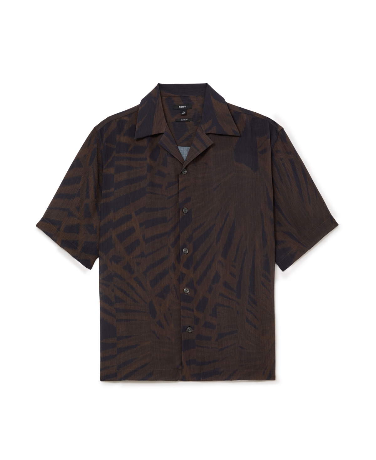 Reiss Men's Shindora Plisse Printed Cuban-Collar Shirt