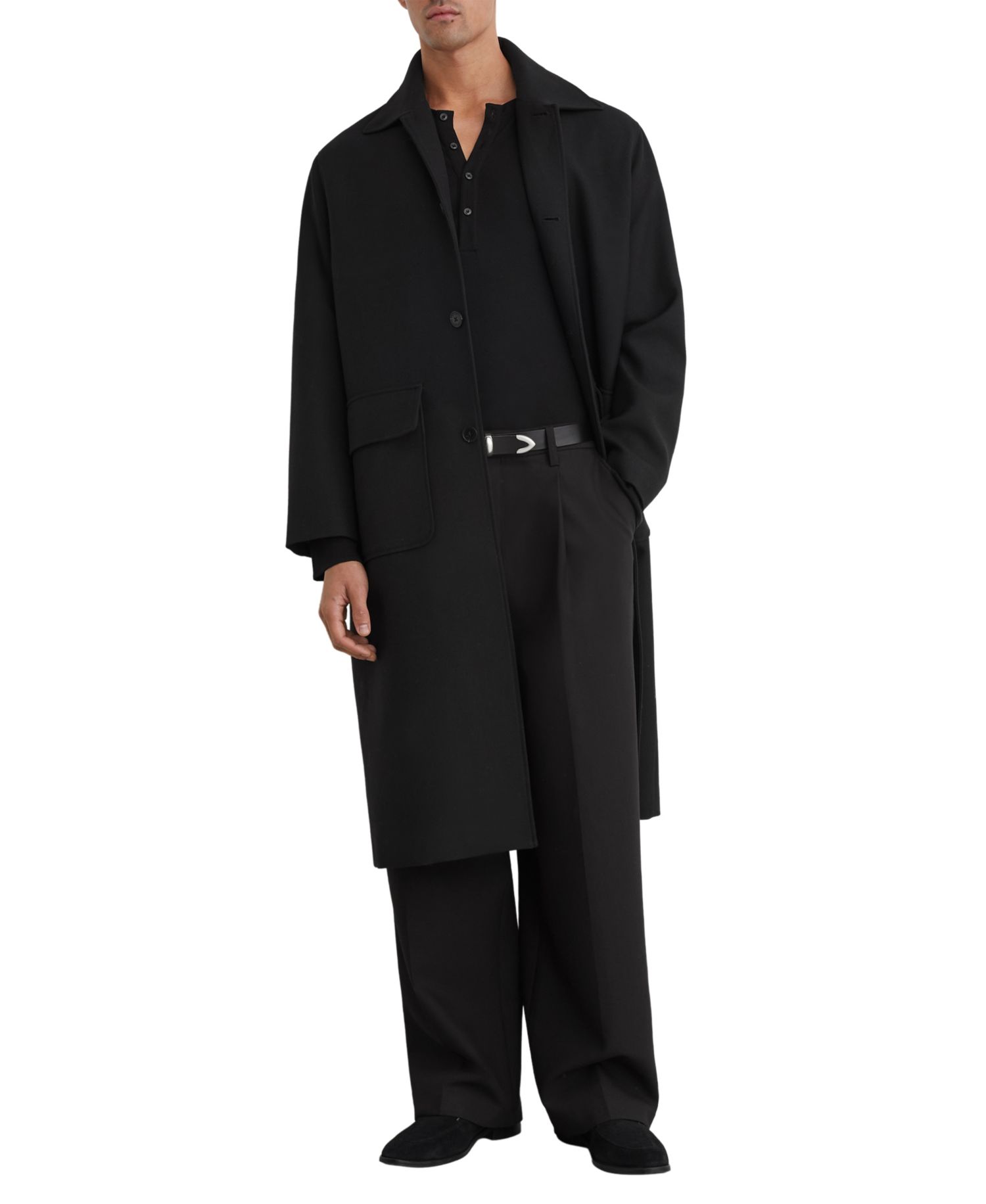 Men's Clyde Wool-Blend Twill Single-Breasted Overcoat