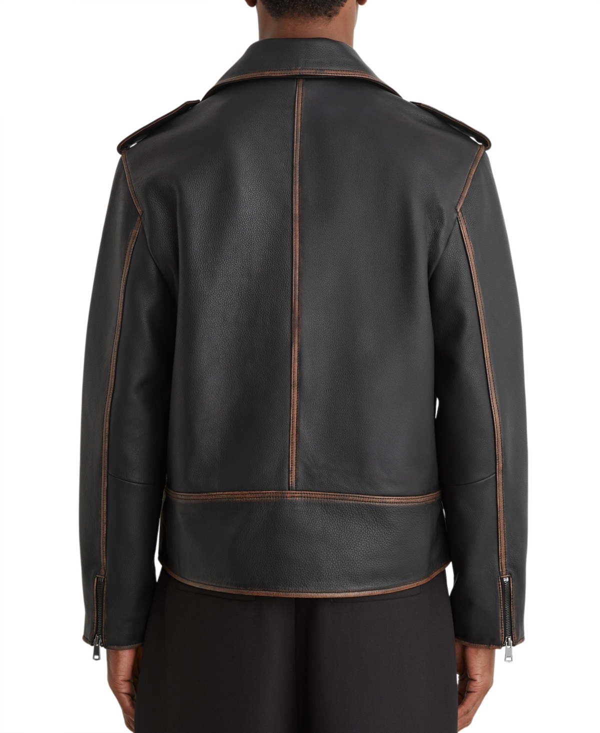 Reiss Men's Winnen Leather Burnished-Detail Biker Jacket