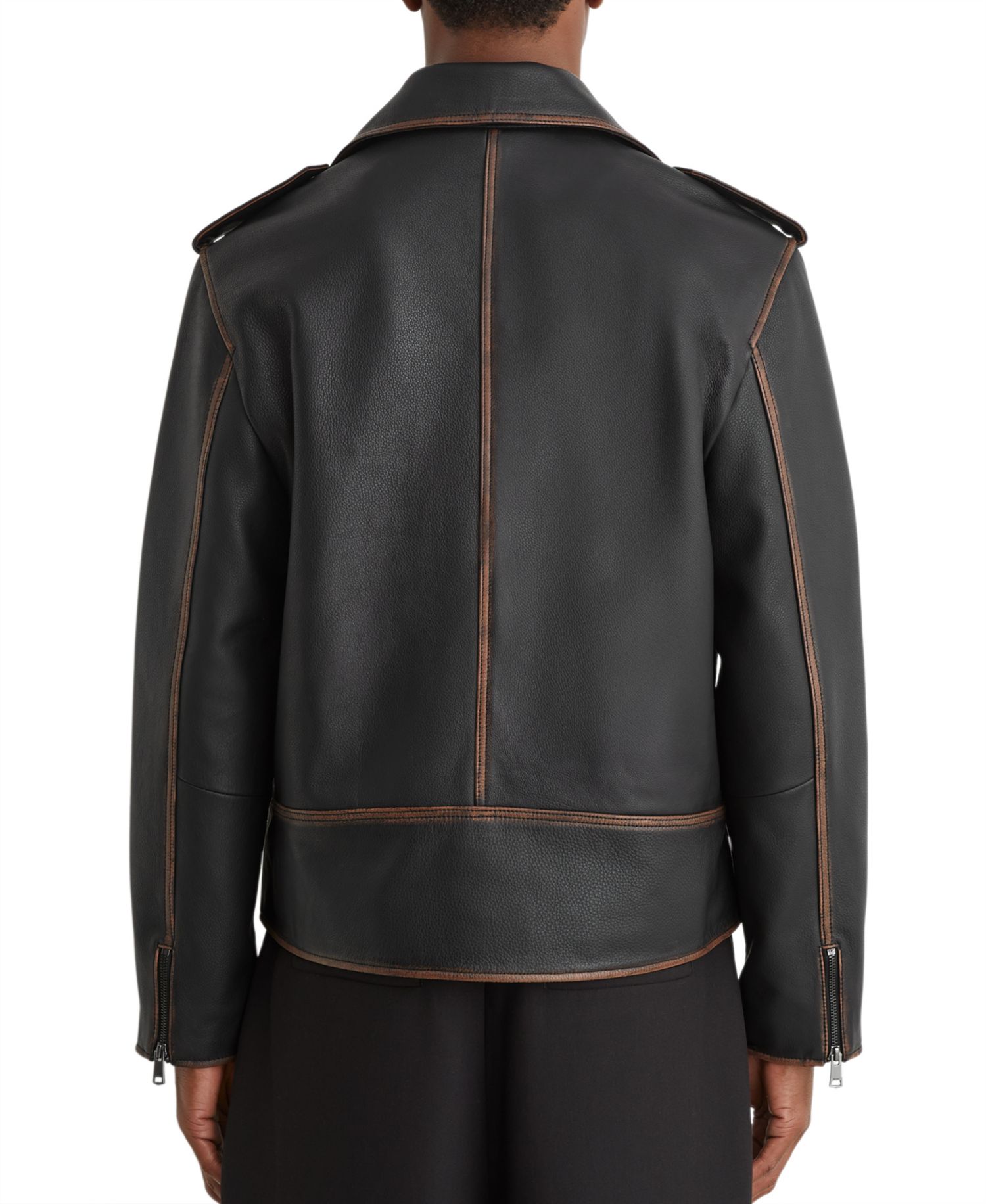 Men's Winnen Leather Burnished-Detail Biker Jacket