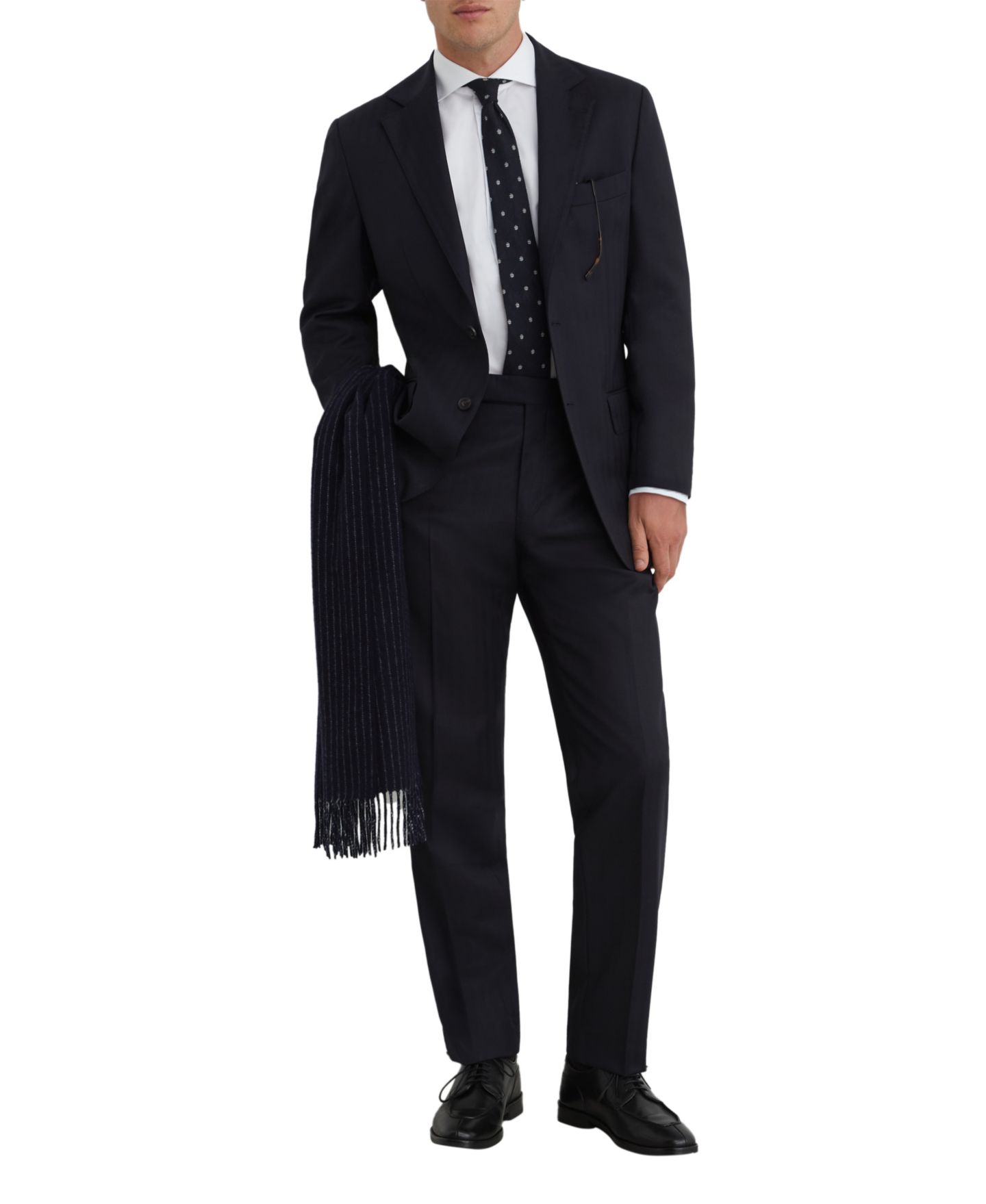 Мужской пиджак REISS Success Shadow-Stripe Wool Classic-Fit Blazer, цвет: Тёмно-синий — фото 3