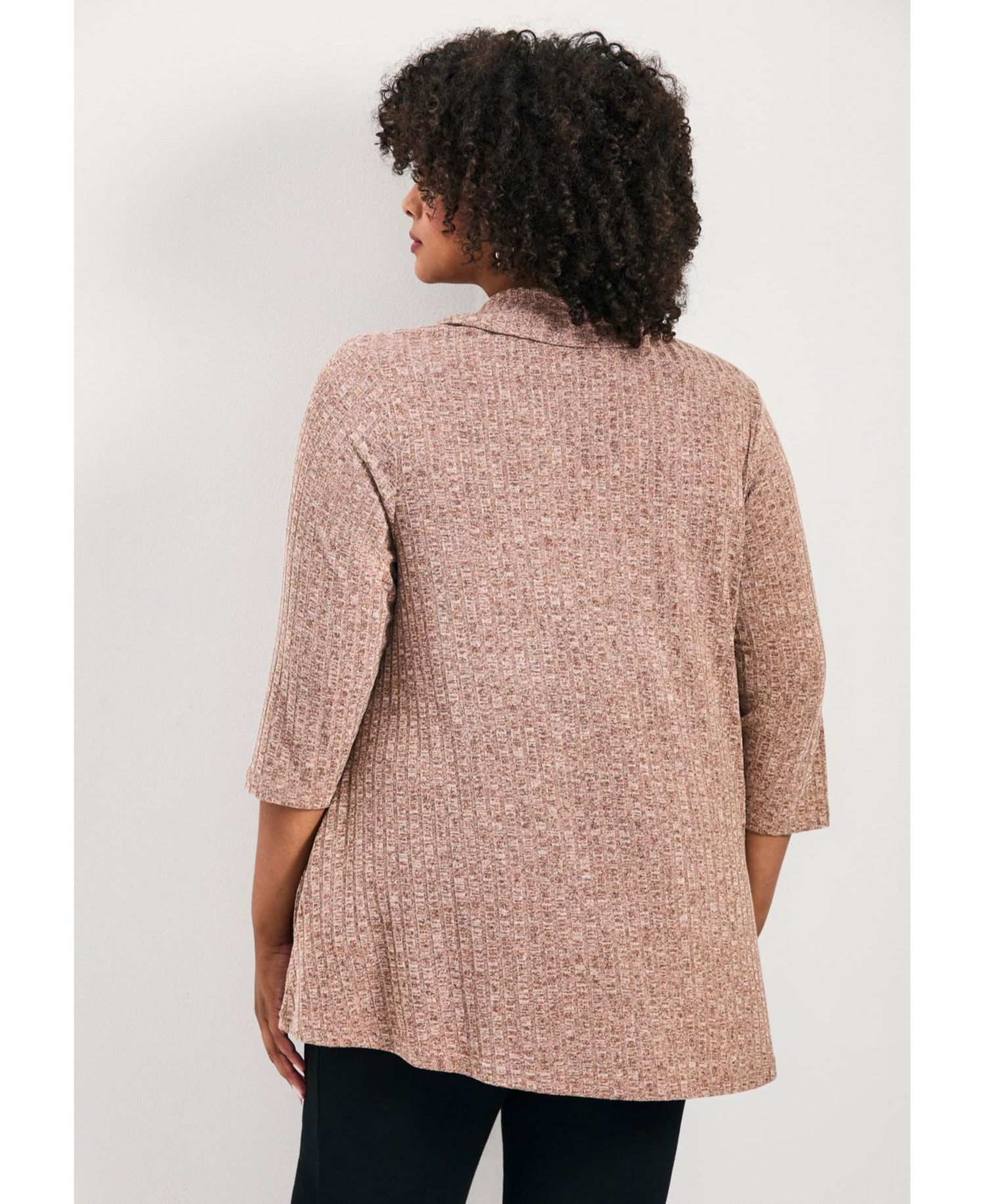Plus Size Miley Rib Hacci Button Women's Tunic