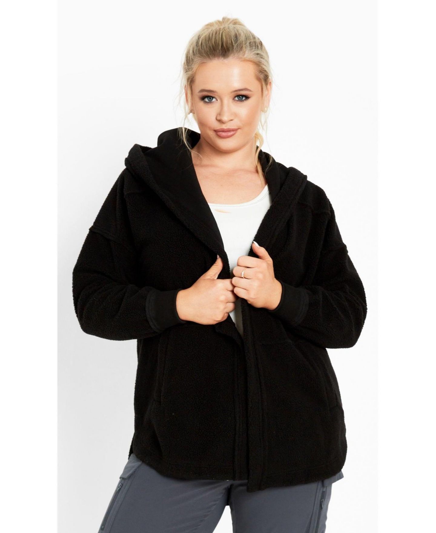 Женская куртка Avenue Weekender Hooded Fleece, цвет: Чёрный — фото 3