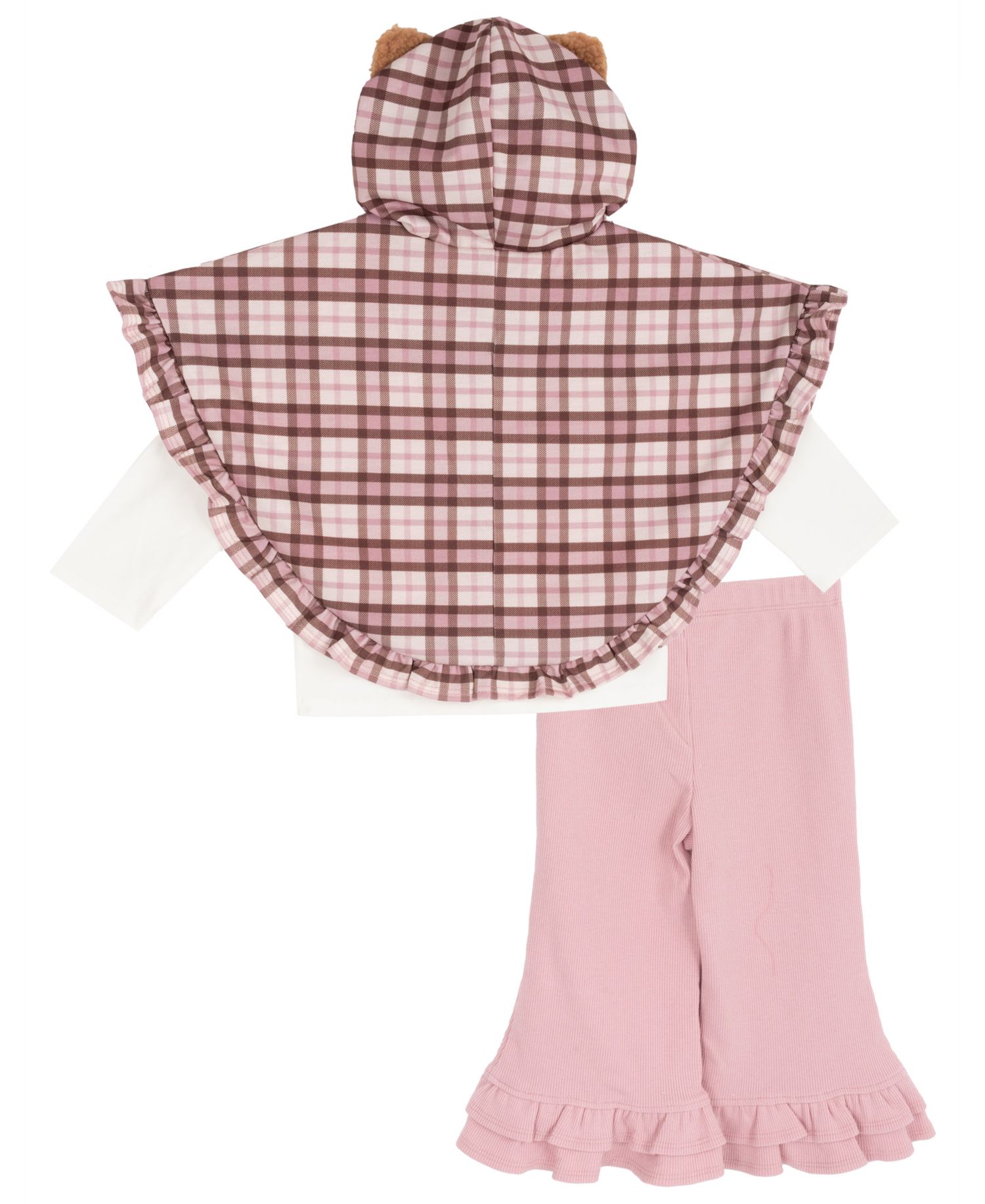 Baby Girls' Plaid Hooded Poncho Long-Sleeve Top and Leggings, 2-Piece Set