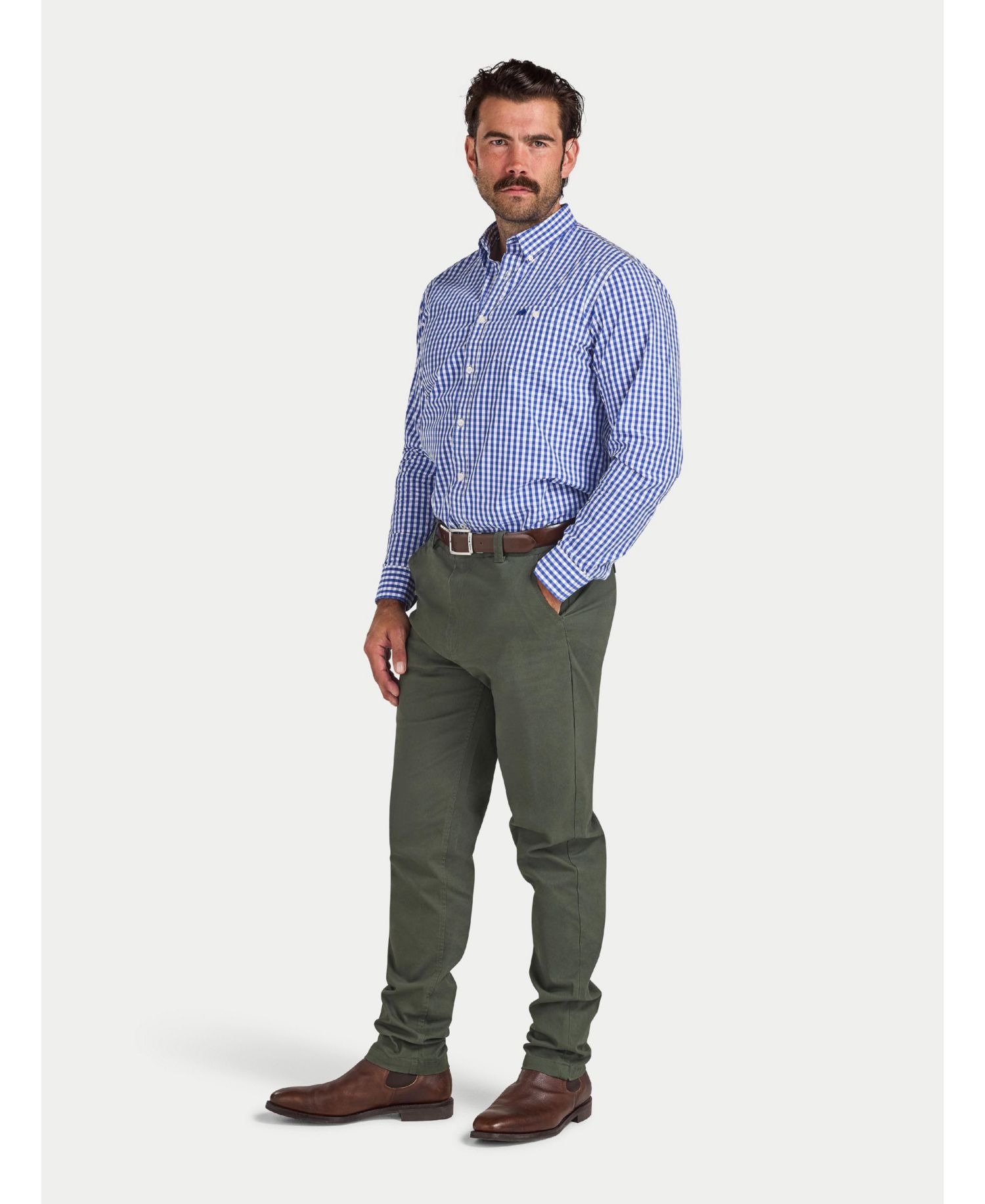 Men's Classic-Fit Gingham Long-Sleeve Dress Shirt