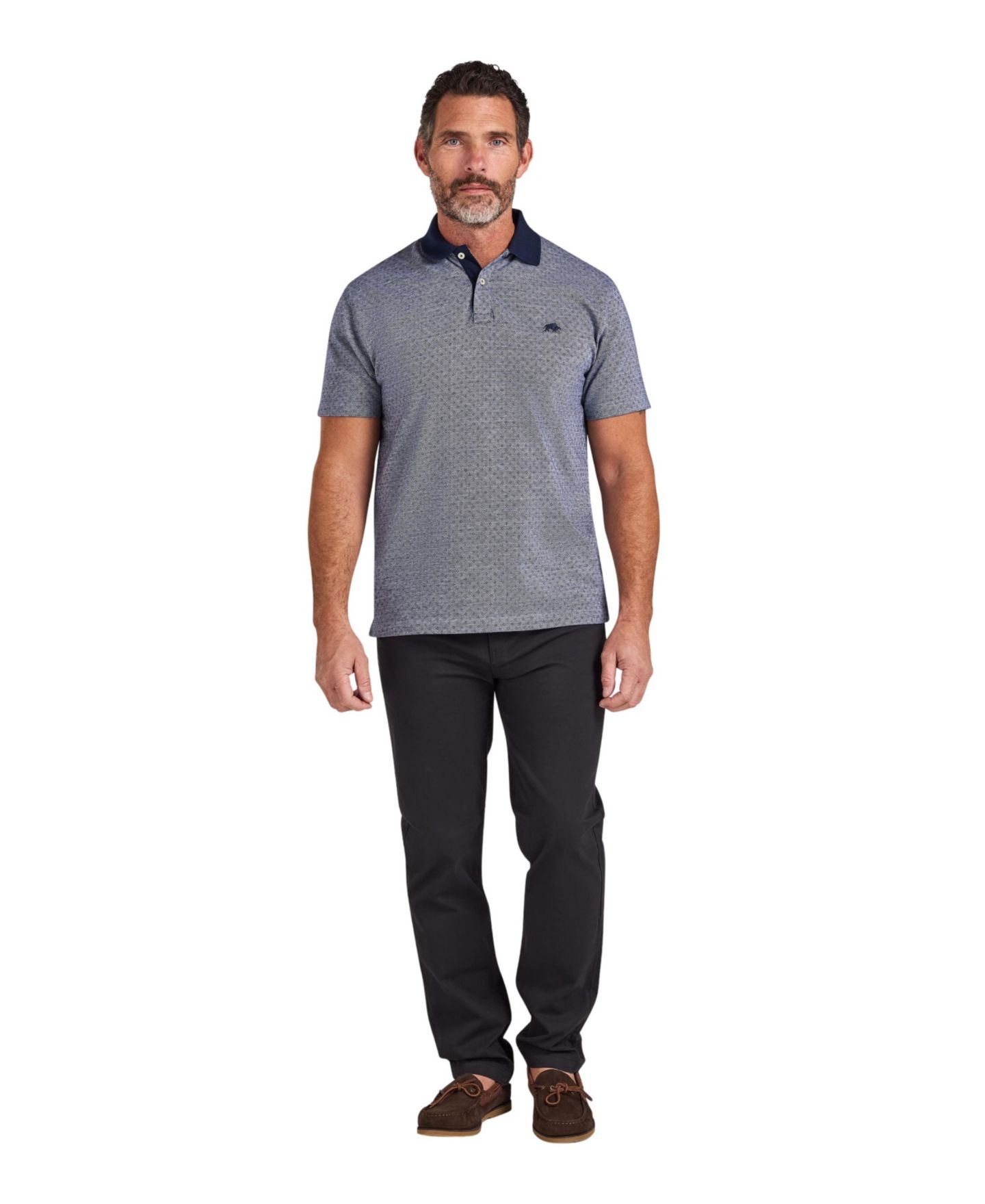 Мужское поло Raging Bull Big & Tall Short-Sleeve Dobby Jersey Polo Shirt, цвет: Тёмно-синий — фото 4