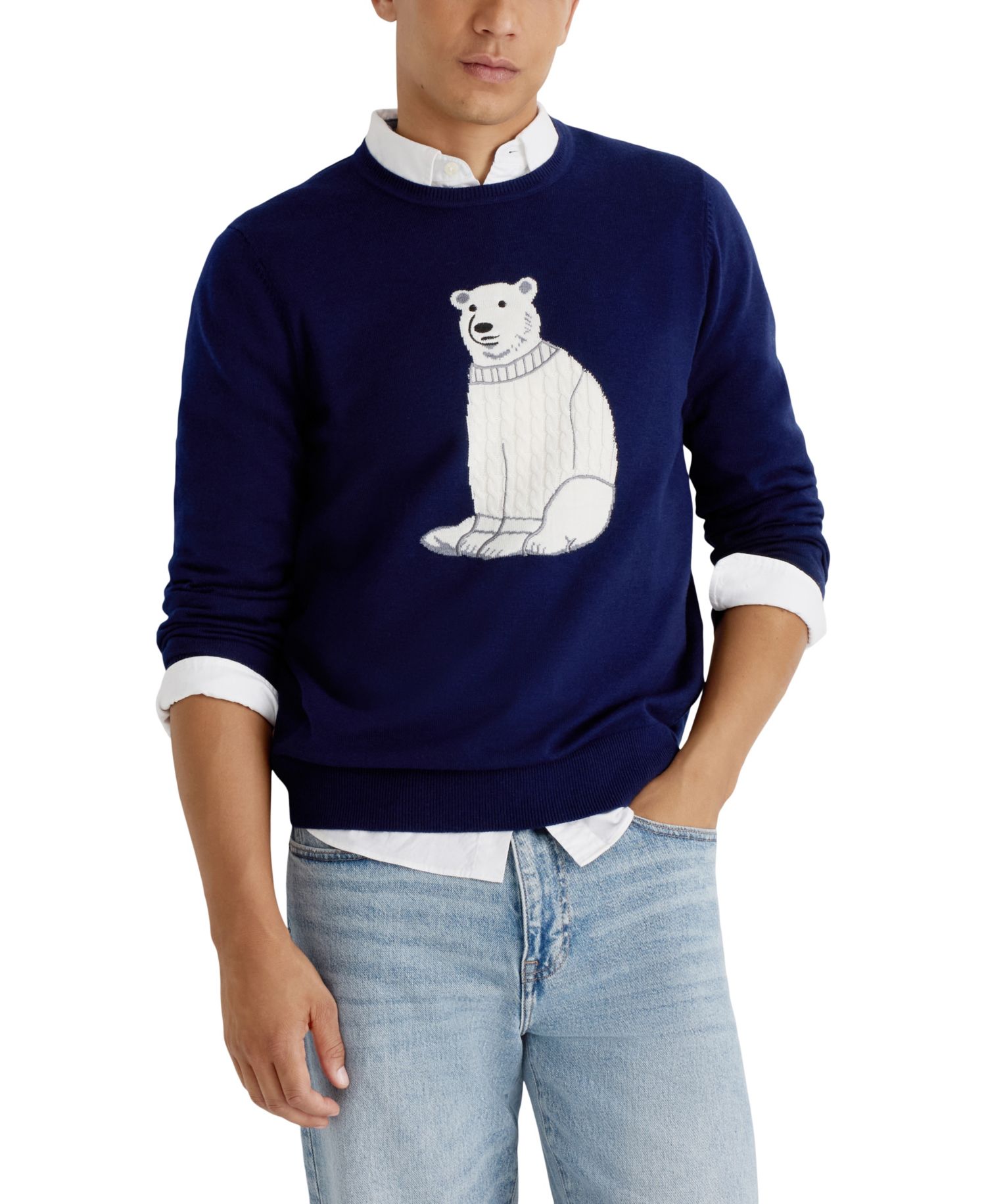 Men's Polar Bear Intarsia Crewneck Sweater