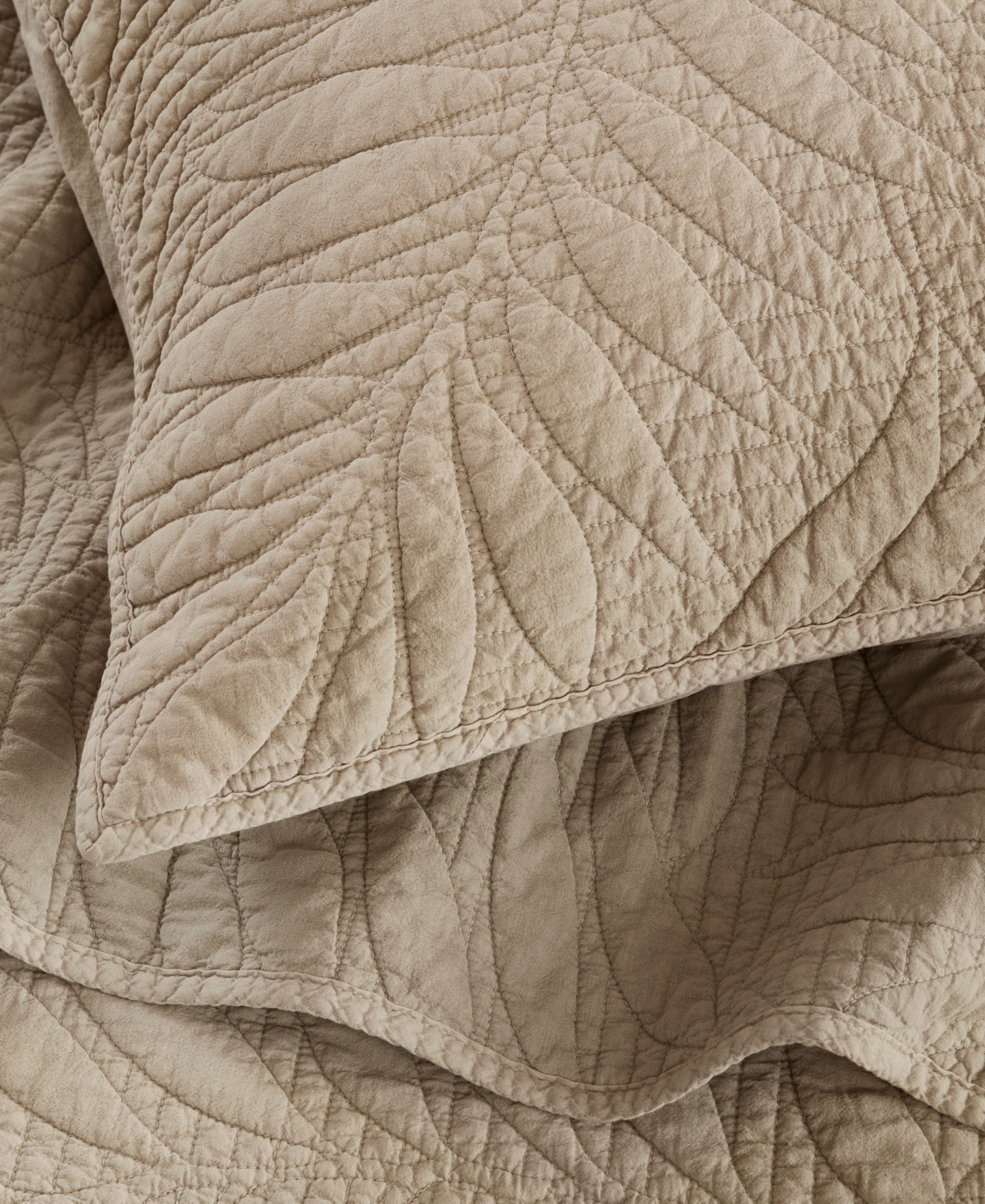 Harbor House Botanical Leaves Stone-Washed Cotton 3-Piece Quilt Set