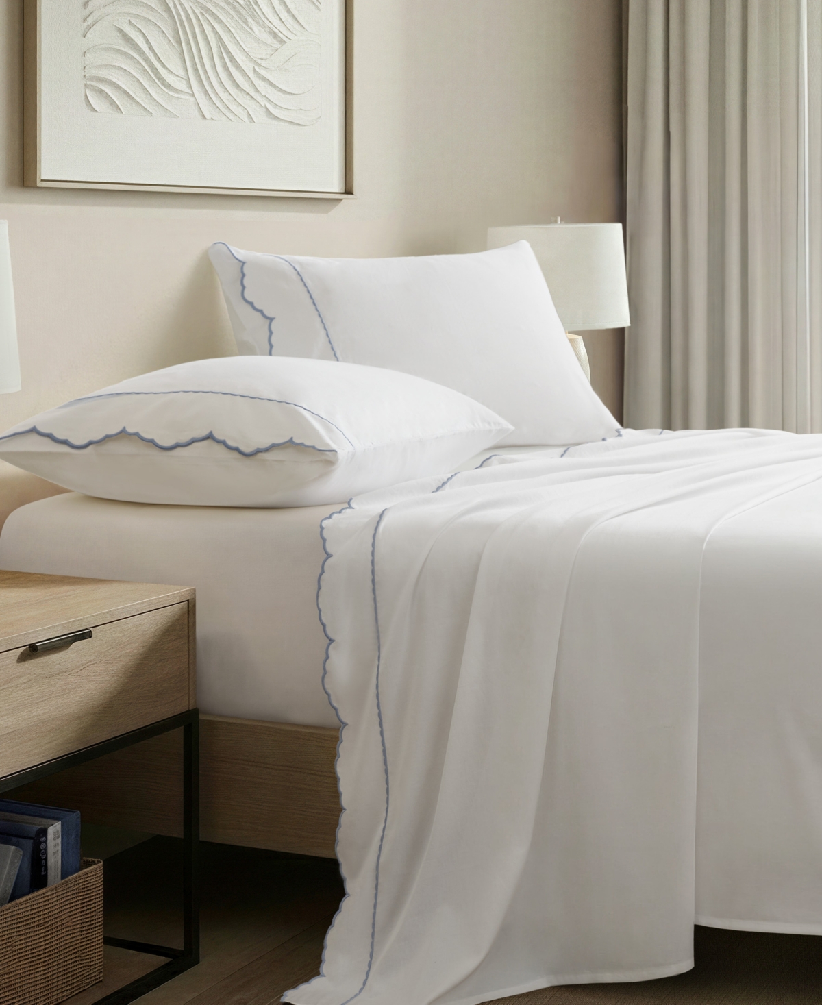 Harbor House Brielle Scalloped Edge 300-Thread Count Cotton 4-Piece Sheet Set
