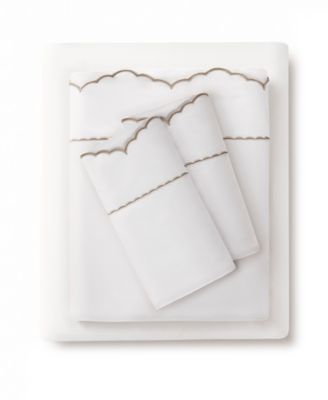 Brielle Scalloped Edge 300-Thread Count Cotton 4-Piece Sheet Set, King