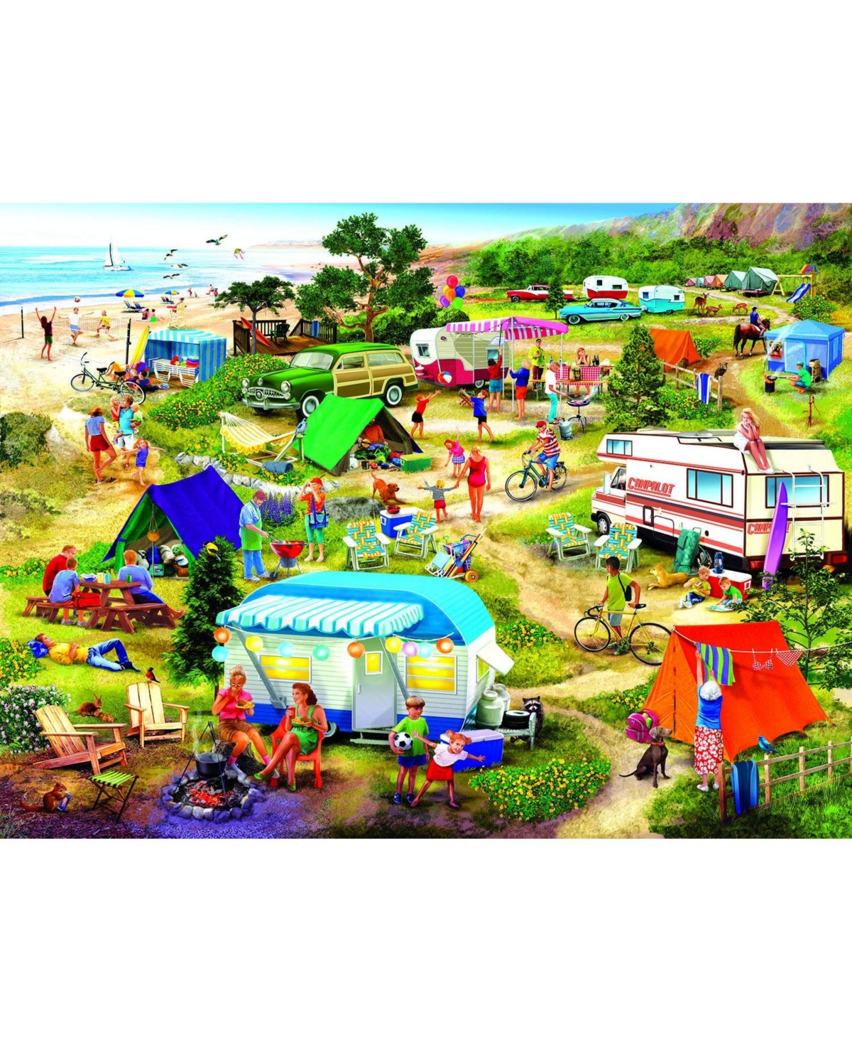 SunsOut Seaside Campground 1000-Piece Jigsaw Puzzle, Ages 15+