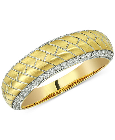 Esquire Men's Jewelry Diamond Herringbone Band (1/2 ct. t.w.) in 14k Gold, Only at Macy's