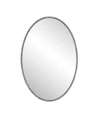 Retro Oval Wall Mirror Iron Art Frame Antique Effect Decorative Hanging Vanity Mirror Classic Aesthetic Accent Mirror for Living Room
