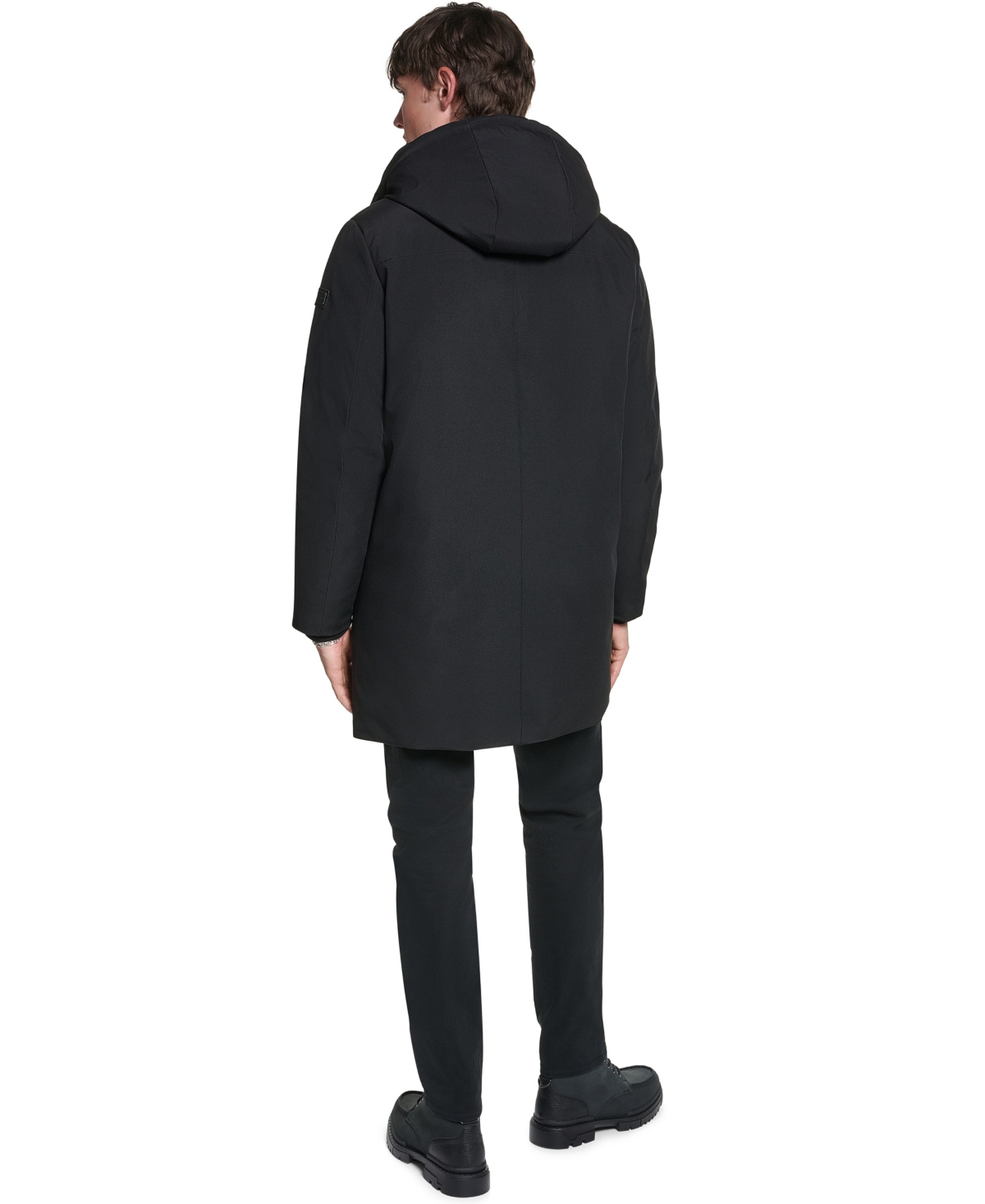 Karl Lagerfeld Paris Men's Regular-Fit Hooded Shearling-Lined Bib Parka