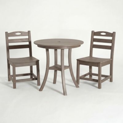 HDPE 3-Piece Outdoor Patio Bistro Set Round Table with 2 Chairs Small Space Bistro Set